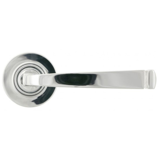 Avon Sprung Lever Door Handle on Round Rose Set - Polished Chrome