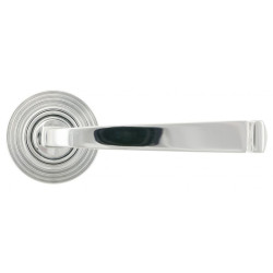 Avon Sprung Lever Door Handle on Beehive Rose Set - Polished Chrome