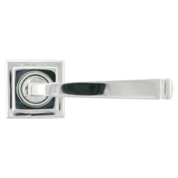 Avon Sprung Lever Door Handle on Square Rose Set - Polished Chrome