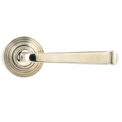 Avon Sprung Lever Door Handle on Beehive Rose Set - Polished Nickel