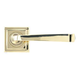Avon Unsprung Lever Door Handle on Square Rose Set - Aged Brass