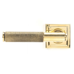Brompton Unsprung Lever Door Handle on Square Rose Set - Aged Brass