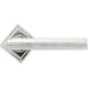 Brompton Unsprung Lever Door Handle on Square Rose Set - Polished Chrome