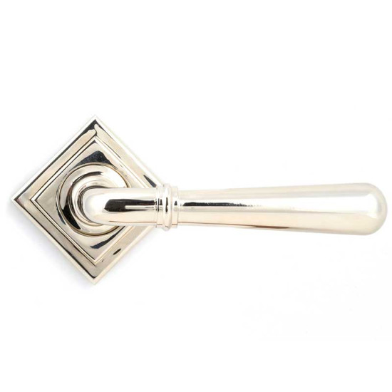 Newbury Lever on Square Rose Set - Polished Nickel