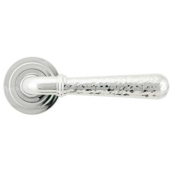 Hammered Newbury Lever on Art Deco Rose Set - Polished Chrome