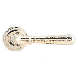 Hammered Newbury Lever on Art Deco Rose Set - Polished Nickel