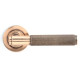 Brompton Sprung Lever Door Handle on Round Rose Set - Polished Bronze