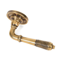 Aged Brass Reeded Lever on Rose Set - Unsprung
