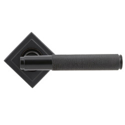 Aged Bronze Brompton Lever Door Handle on Square Rose Set - Unsprung