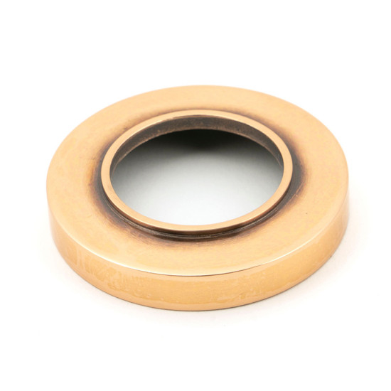 Polished Bronze Brompton Lever Door Handle on Round Rose Set - Unsprung