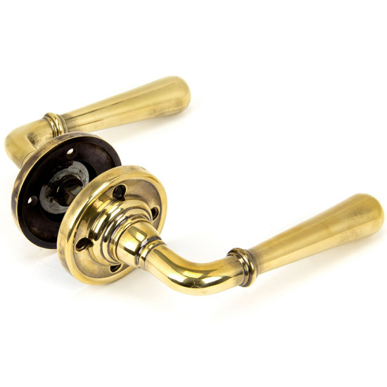 Aged Brass Newbury Lever on Rose Set - Unsprung