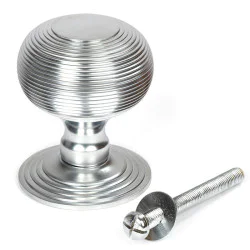 Beehive Centre Door Knob - Satin Chrome