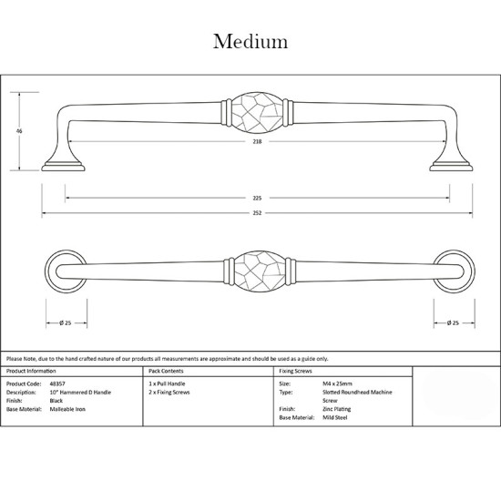 Traditional Blacksmith Hammered D Handle