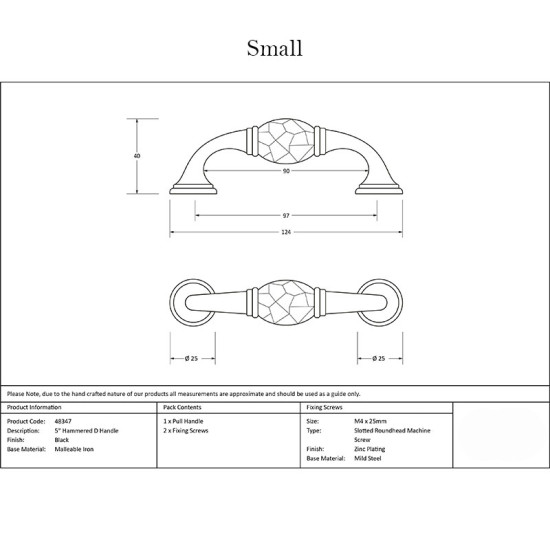 Traditional Blacksmith Hammered D Handle