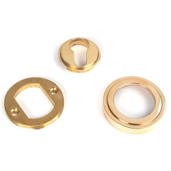 Polished Brass Art Deco Euro Escutcheon