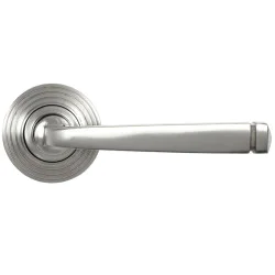Avon Sprung Lever Door Handle on Beehive Rose Set - Satin Marine Stainless Steel