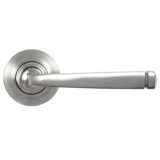 Avon Unsprung Lever Door Handle on Round Rose Set - Satin Marine Stainless Steel