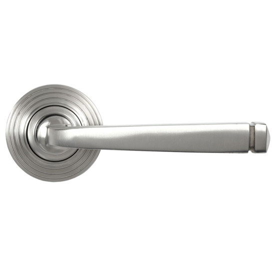 Avon Unsprung Lever Door Handle on Beehive Rose Set - Satin Marine Stainless Steel