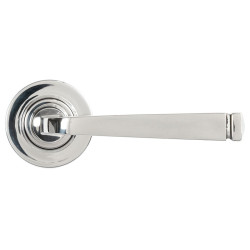 Avon Unsprung Lever Door Handle on Round Rose Set - Polished Marine Stainless Steel