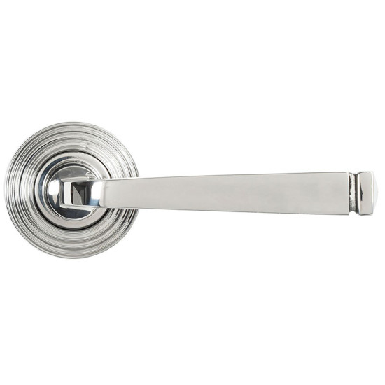 Avon Unsprung Lever Door Handle on Beehive Rose Set - Polished Marine Stainless Steel