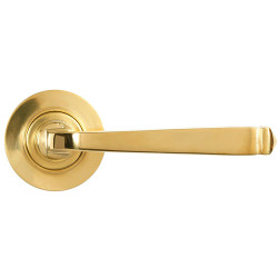 Avon Unsprung Lever Door Handle on Round Rose Set - Polished Brass