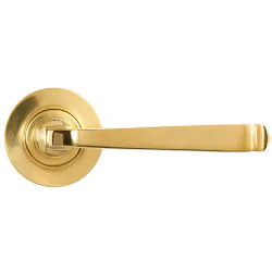 Avon Unsprung Lever Door Handle on Round Rose Set - Polished Brass