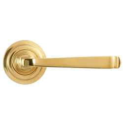 Avon Unsprung Lever Door Handle on Art Deco Rose Set - Polished Brass