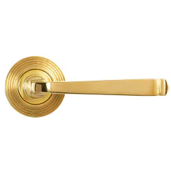 Avon Unsprung Lever Door Handle on Beehive Rose Set - Polished Brass