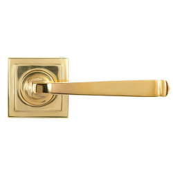 Avon Unsprung Lever Door Handle on Square Rose Set - Polished Brass