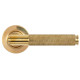 Brompton Sprung Lever Door Handle on Round Rose Set - Polished Brass
