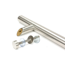 Offset T Bar Handle with Bolt Fixings - Satin Marine Stainless Steel