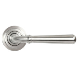 Newbury Unsprung Lever Door Handle on Art Deco Rose Set - Satin Marine Stainless Steel