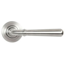 Newbury Unsprung Lever Door Handle on Round Rose Set - Satin Marine Stainless Steel