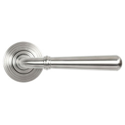 Newbury Unsprung Lever Door Handle on Beehive Rose Set - Satin Marine Stainless Steel