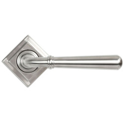 Newbury Unsprung Lever Door Handle on Square Rose Set - Satin Marine Stainless Steel