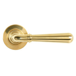Newbury Lever on Round Rose Set - Polished Brass