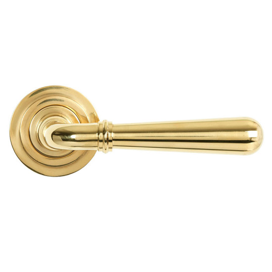 Newbury Lever on Art Deco Rose Set - Polished Brass