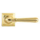 Newbury Lever on Square Rose Set - Polished Brass