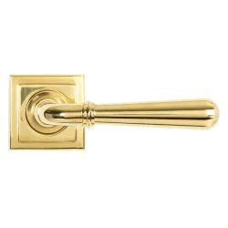 Polished Brass Newbury Lever on Square Rose Set - Unsprung