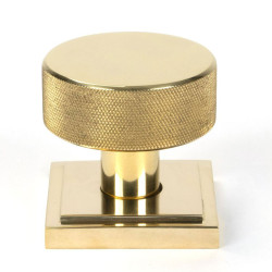 Polished Brass Brompton Mortice/Rim Knob Set Knob (Square)