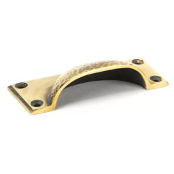 Hammered Art Deco Drawer Pull - Aged Brass