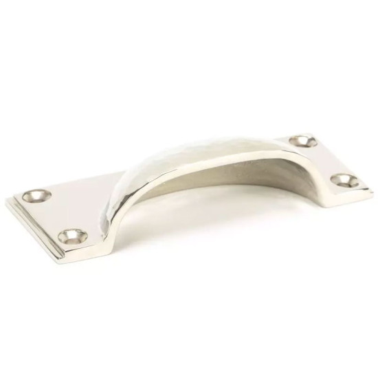 Hammered Art Deco Drawer Pull - Polished Nickel