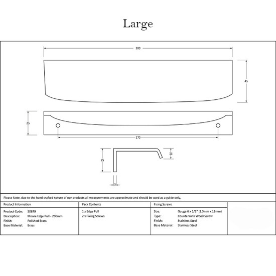 Moore Edge Pull - Polished Brass