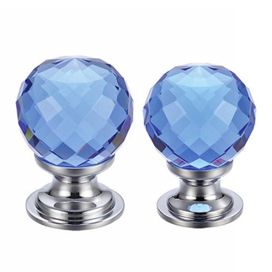 Facetted Blue Glass Cabinet Knob