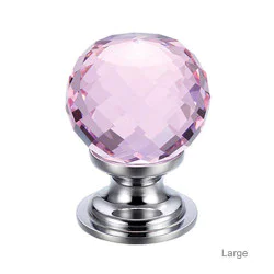 Facetted Pink Glass Cabinet Knob