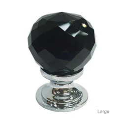 Facetted Black Glass Cabinet Knob