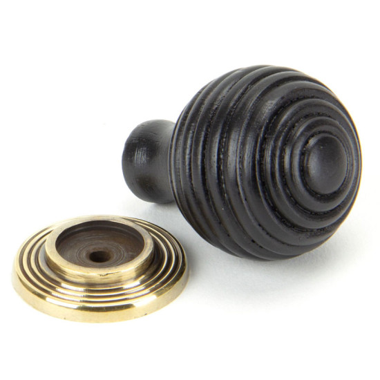 Beehive Ebony Cabinet Knob with Brass Rose