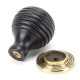 Beehive Ebony Cabinet Knob with Brass Rose