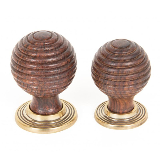 Beehive Rosewood Cabinet Knob with Brass Rose