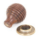 Beehive Rosewood Cabinet Knob with Brass Rose